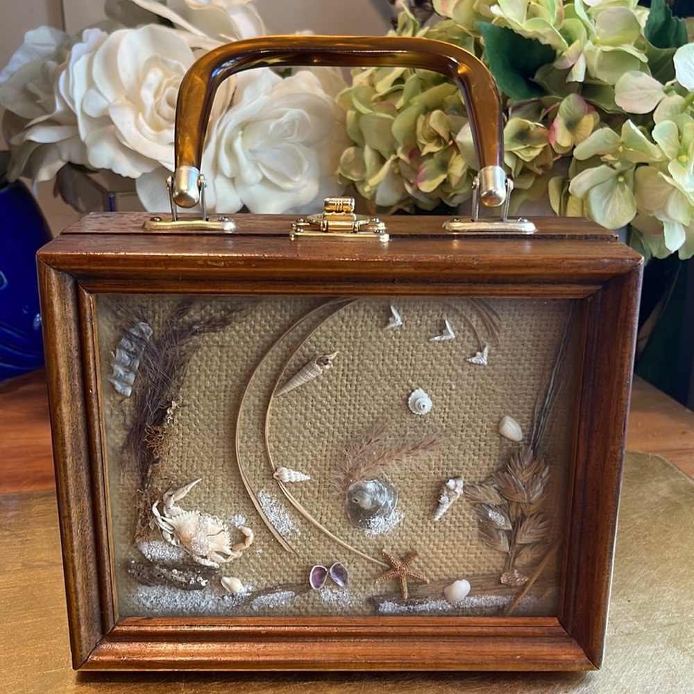 Vintage One-of-a-Kind Shadow Box Beach Scene Handbag
